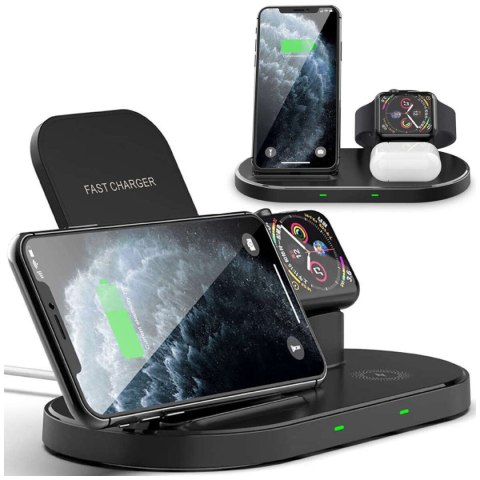 Tech-Protect Bezprzewodowa ładowarka indukcyjna Qi 3w1 W55 do iPhone/AirPods/Watch Black Tech-Protect Bezprzewodowa ładowarka indukcyjna Qi 3w1 W55 do iPhone/AirPods/Watch Black
