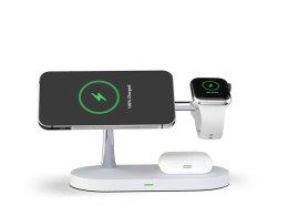 4kom.pl Ładowarka Bezprzewodowa indukcyjna Qi MagSafe 3w1 do iPhone/AirPods/Watch White