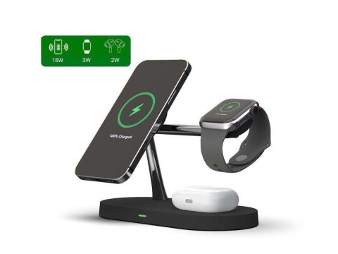 4kom.pl Ładowarka bezprzewodowa indukcyjna Qi MagSafe 3w1 do iPhone/AirPods/Watch Black 4kom.pl Ładowarka bezprzewodowa indukcyjna Qi MagSafe 3w1 do iPhone/AirPods/Watch Black