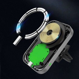 4kom.pl Magnetyczny uchwyt samochodowy MagSafe CW19 z ładowarką Qi Black