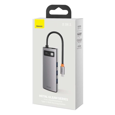 Baseus Hub 5w1 Baseus Metal Gleam Series, USB-C do 3x USB 3.0 + HDMI + USB-C PD Baseus Hub 5w1 Baseus Metal Gleam Series, USB-C do 3x USB 3.0 + HDMI + USB-C PD