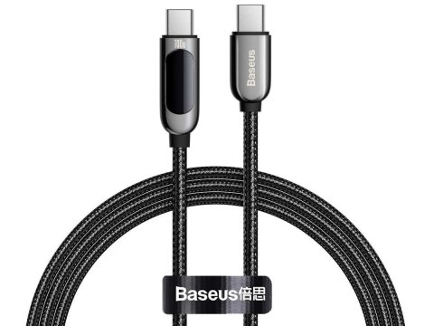 Baseus Kabel 1m Baseus przewód USB-C Type C z miernikiem prądu PD 5A 100W Black