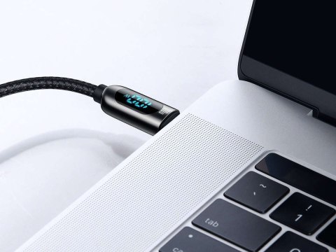 Baseus Kabel 1m Baseus przewód USB-C Type C z miernikiem prądu PD 5A 100W Black Baseus Kabel 1m Baseus przewód USB-C Type C z miernikiem prądu PD 5A 100W Black