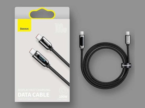 Baseus Kabel 1m Baseus przewód USB-C Type C z miernikiem prądu PD 5A 100W Black Baseus Kabel 1m Baseus przewód USB-C Type C z miernikiem prądu PD 5A 100W Black