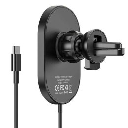 Hoco Case Uchwyt samochodowy magnetyczny z ładowarką Qi MagSafe HOCO CA90 Black