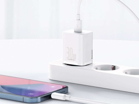 Baseus Ładowarka sieciowa Baseus Super Si Quick Charger USB-C PD 30W White Baseus Ładowarka sieciowa Baseus Super Si Quick Charger USB-C PD 30W White