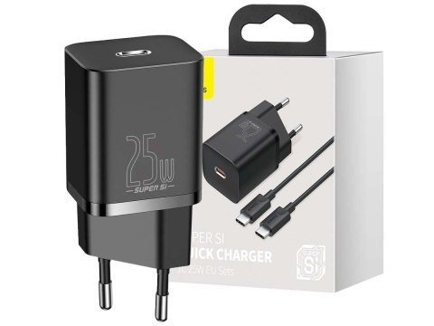Baseus Ładowarka sieciowa Baseus USB-C PD 25W + kabel do USB-C Black Baseus Ładowarka sieciowa Baseus USB-C PD 25W + kabel do USB-C Black