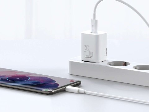 Baseus Ładowarka sieciowa Baseus USB-C PD 25W + kabel do USB-C White Baseus Ładowarka sieciowa Baseus USB-C PD 25W + kabel do USB-C White