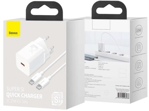 Baseus Ładowarka sieciowa Baseus USB-C PD 25W + kabel do USB-C White Baseus Ładowarka sieciowa Baseus USB-C PD 25W + kabel do USB-C White