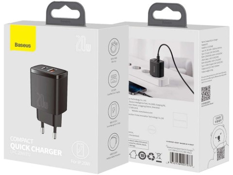 Baseus Ładowarka sieciowa Baseus USB PD QC 3.0 20W Black Baseus Ładowarka sieciowa Baseus USB PD QC 3.0 20W Black