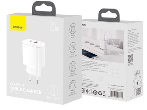 Baseus Ładowarka sieciowa Baseus USB PD QC 3.0 20W White Baseus Ładowarka sieciowa Baseus USB PD QC 3.0 20W White