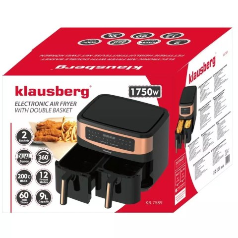 KLAUSBERG FRYTOWNICA BEZTŁUSZCZOWA 2 x 4,5L KLAUSBERG KB-7589 KLAUSBERG FRYTOWNICA BEZTŁUSZCZOWA 2 x 4,5L KLAUSBERG KB-7589