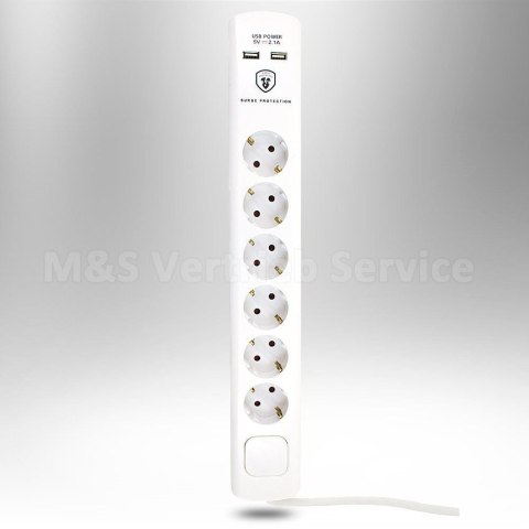 E-hurtownia Listwa zasilająca przedłużacz 6 gniazd + 2xUSB 1,5m E-hurtownia Listwa zasilająca przedłużacz 6 gniazd + 2xUSB 1,5m