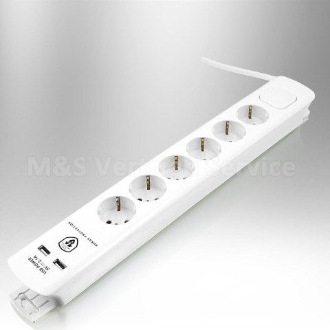 E-hurtownia Listwa zasilająca przedłużacz 6 gniazd + 2xUSB 1,5m E-hurtownia Listwa zasilająca przedłużacz 6 gniazd + 2xUSB 1,5m