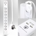 E-hurtownia Listwa zasilająca przedłużacz 8 gniazd + 2xUSB 1,5m