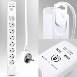 E-hurtownia Listwa zasilająca przedłużacz 8 gniazd + 2xUSB 1,5m