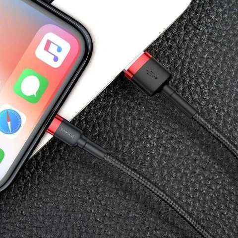 Baseus Kabel 50cm Baseus Cafule Lightning USB 2,4A (czarno-czerwony) Baseus Kabel 50cm Baseus Cafule Lightning USB 2,4A (czarno-czerwony)