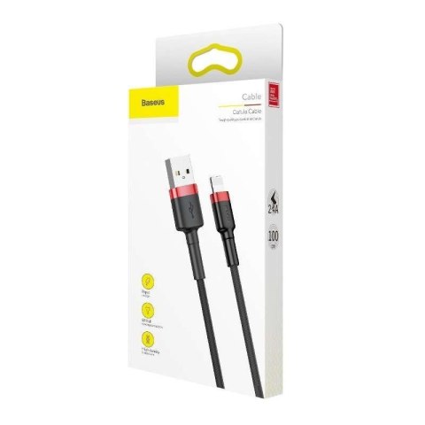 Baseus Kabel 50cm Baseus Cafule Lightning USB 2,4A (czarno-czerwony) Baseus Kabel 50cm Baseus Cafule Lightning USB 2,4A (czarno-czerwony)