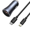 Baseus Ładowarka samochodowa Baseus Golden Contactor Pro USB + TYPE-C QC4.0+ PD 40W + kabel USB-C 1m
