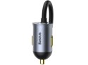 Baseus Ładowarka samochodowa Baseus Share z przedłużaczem 2x USB 2x USB-C 120W Szara