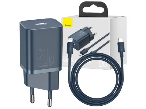 Baseus Ładowarka sieciowa Baseus PD 20W + kabel USB-C Type C do Lightning Blue Baseus Ładowarka sieciowa Baseus PD 20W + kabel USB-C Type C do Lightning Blue