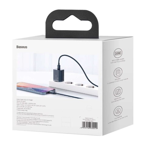 Baseus Ładowarka sieciowa Baseus Super Si Quick Charger 1C 20W (niebieska) Baseus Ładowarka sieciowa Baseus Super Si Quick Charger 1C 20W (niebieska)