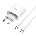 Hoco Case Ładowarka sieciowa Hoco C80A Network PD20W/QC3.0 + kabel USB-C White