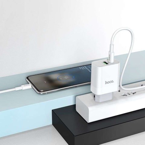 Hoco Case Ładowarka sieciowa Hoco C80A Network PD20W/QC3.0 + kabel USB-C White Hoco Case Ładowarka sieciowa Hoco C80A Network PD20W/QC3.0 + kabel USB-C White