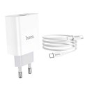 Hoco Case Ładowarka sieciowa Hoco C80A Network PD20W/QC3.0 + kabel USB-C White