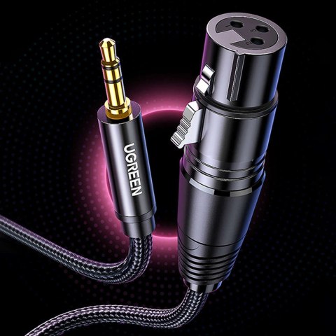 UGreen Kabel audio AV182 UGREEN XLR żeński do jack 3.5 męski 2m czarny UGreen Kabel audio AV182 UGREEN XLR żeński do jack 3.5 męski 2m czarny