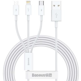 Baseus Kabel 1.5m Baseus Superior Series USB 3w1 micro USB / Lightning / USB-C 3.5A Biały