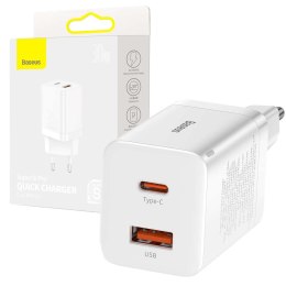 Baseus Ładowarka sieciowa Baseus Super Si Pro Quick Charger USB + USB-C QC 3.0 PD 30W Biała