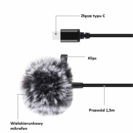 Puluz Mikrofon Jack krawatowy z klipsem 1,5m USB-C Puluz PU425