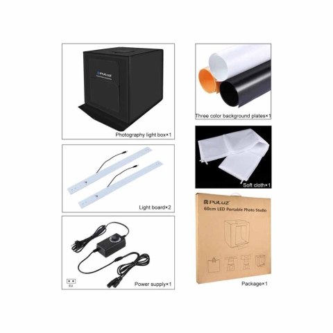 Puluz Namiot bezcieniowy 60cm LED Puluz 3380 lumenów Puluz Namiot bezcieniowy 60cm LED Puluz 3380 lumenów