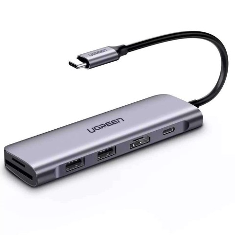 UGreen Adapter 6w1 UGREEN CM195 Hub USB-C do 2x USB 3.0, HDMI, SD/microSD, 100W (szary) UGreen Adapter 6w1 UGREEN CM195 Hub USB-C do 2x USB 3.0, HDMI, SD/microSD, 100W (szary)