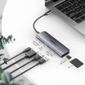 UGreen Adapter 6w1 UGREEN CM195 Hub USB-C do 2x USB 3.0, HDMI, SD/microSD, 100W (szary)