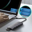 UGreen Adapter 6w1 UGREEN CM195 Hub USB-C do 2x USB 3.0, HDMI, SD/microSD, 100W (szary)
