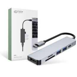 4kom.pl Hub Adapter USB V4-HUB 6w1 USB-C Grey