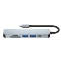 4kom.pl Hub Adapter USB V4-HUB 6w1 USB-C Grey