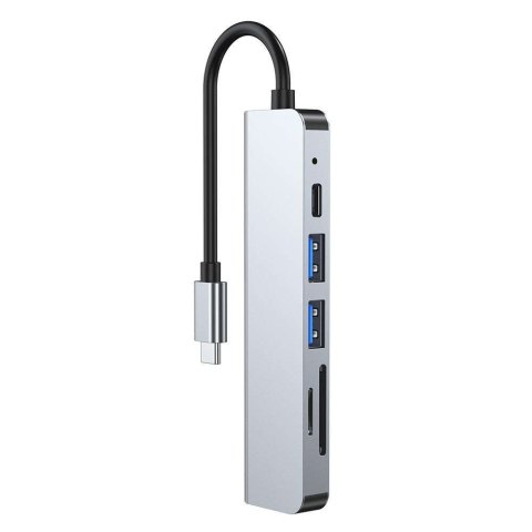 4kom.pl Hub Adapter USB V4-HUB 6w1 USB-C Grey 4kom.pl Hub Adapter USB V4-HUB 6w1 USB-C Grey