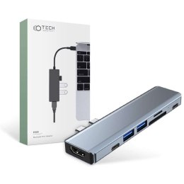 4kom.pl Hub Adapter USB V5-HUB 7w1 2x USB-C Grey