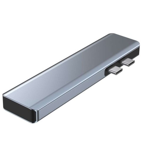 4kom.pl Hub Adapter USB V5-HUB 7w1 2x USB-C Grey 4kom.pl Hub Adapter USB V5-HUB 7w1 2x USB-C Grey