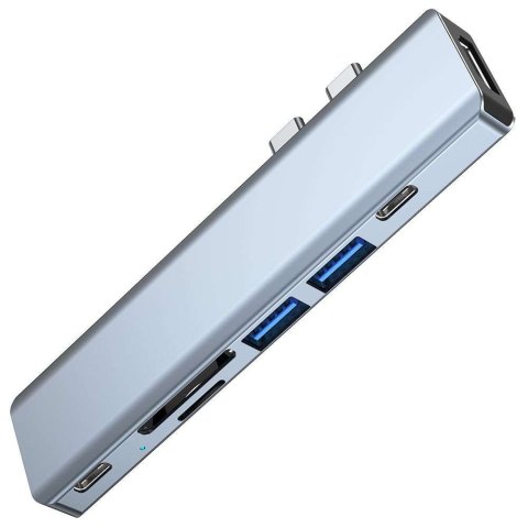 4kom.pl Hub Adapter USB V5-HUB 7w1 2x USB-C Grey 4kom.pl Hub Adapter USB V5-HUB 7w1 2x USB-C Grey