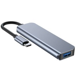 4kom.pl Hub adapter USB V1-HUB 4w1 USB-C Grey