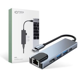 4kom.pl Hub adapter USB V3-HUB 5w1 USB-C Grey