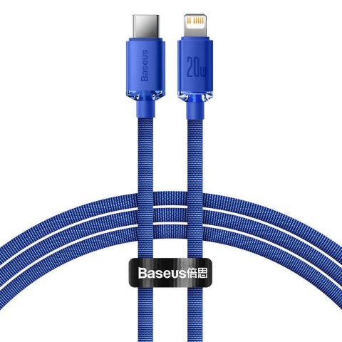 Baseus Kabel 1.2m Baseus Crystal Shine USB-C Type C do Lightning PD 20W Niebieski Baseus Kabel 1.2m Baseus Crystal Shine USB-C Type C do Lightning PD 20W Niebieski