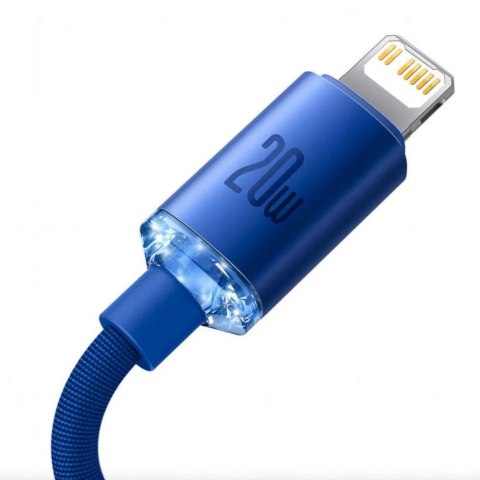 Baseus Kabel 1.2m Baseus Crystal Shine USB-C Type C do Lightning PD 20W Niebieski Baseus Kabel 1.2m Baseus Crystal Shine USB-C Type C do Lightning PD 20W Niebieski