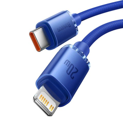 Baseus Kabel 1.2m Baseus Crystal Shine USB-C Type C do Lightning PD 20W Niebieski Baseus Kabel 1.2m Baseus Crystal Shine USB-C Type C do Lightning PD 20W Niebieski