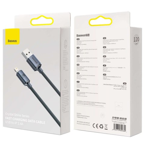 Baseus Kabel 1.2m Baseus Crystal przewód USB do Lightning iPhone 2.4A Czarny Baseus Kabel 1.2m Baseus Crystal przewód USB do Lightning iPhone 2.4A Czarny