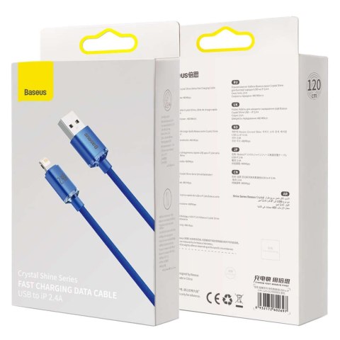 Baseus Kabel 1.2m Baseus Crystal przewód USB do Lightning iPhone 2.4A Niebieski Baseus Kabel 1.2m Baseus Crystal przewód USB do Lightning iPhone 2.4A Niebieski
